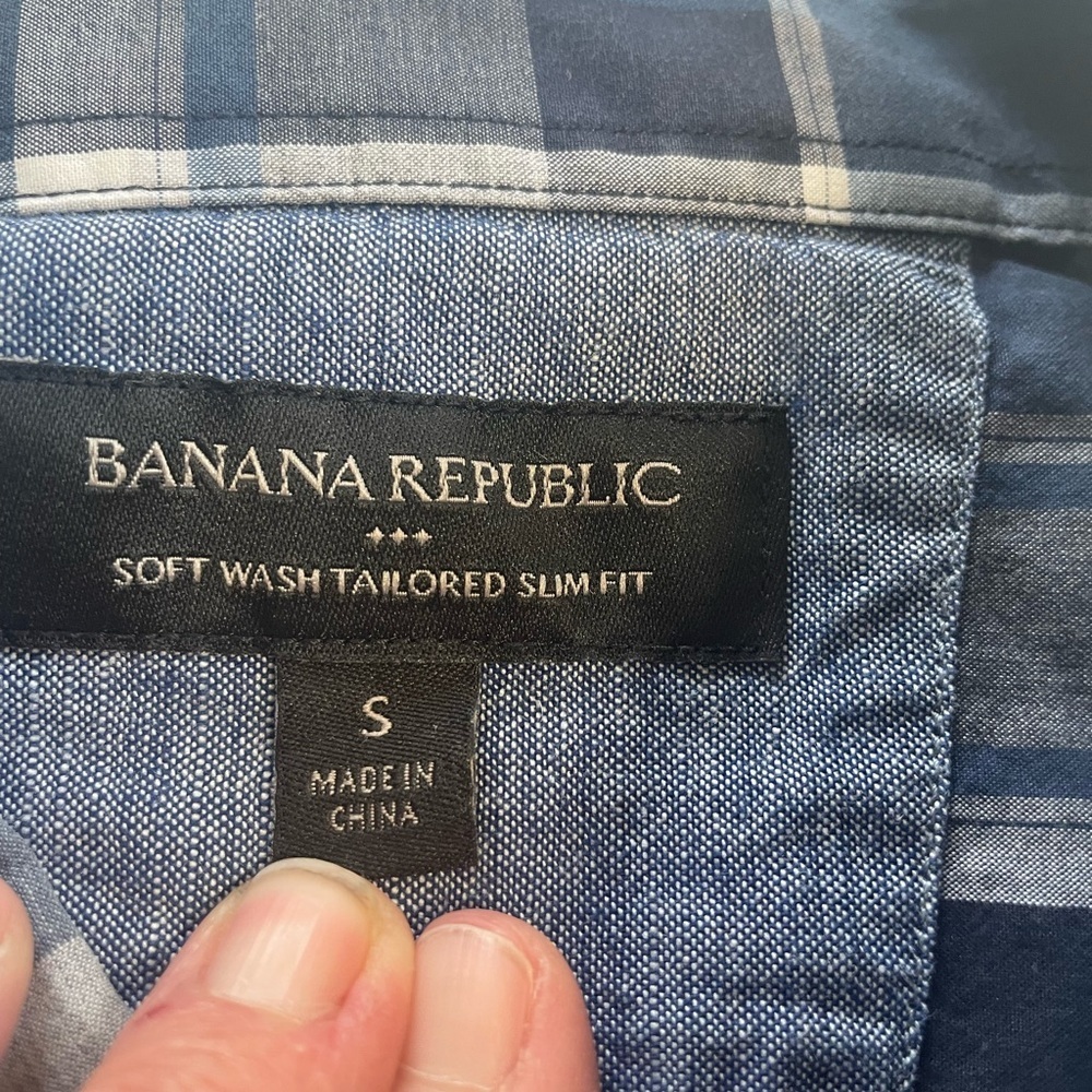 Banana Republic Navy and White Plaid Shirt - Picture 2 of 4
